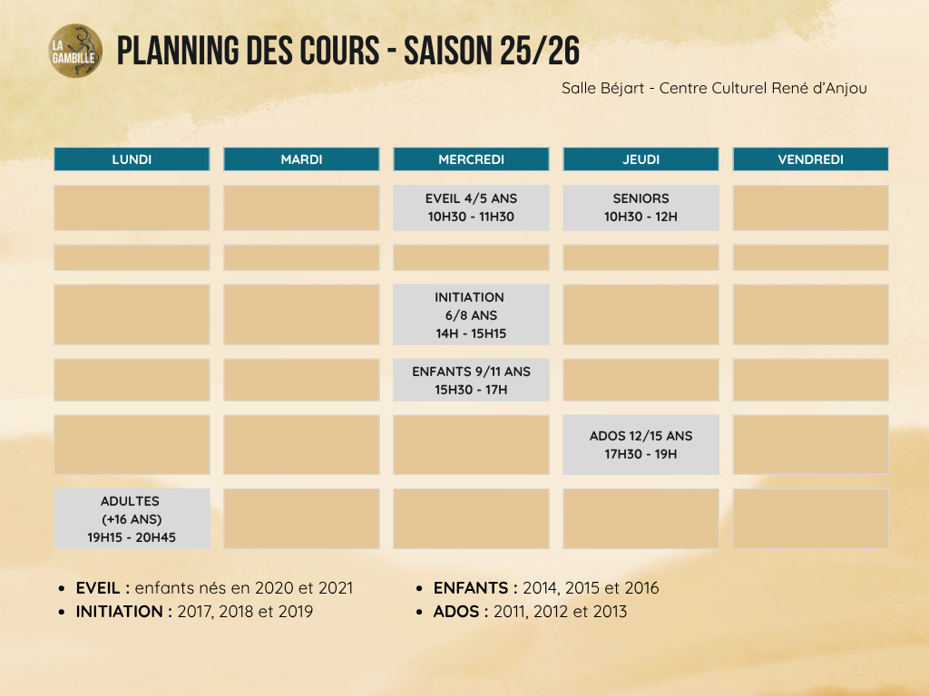 planning la gambille saison 2025-2026